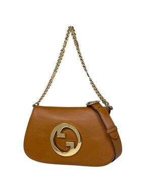 Gucci Blondie Shoulder Bag 2-Way Chain Leather Brown